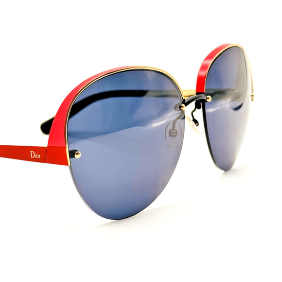 Dior Sunglasses Superbe RMU KU Red Round Frame Blue Lens Limited Edition 63mm main image 9